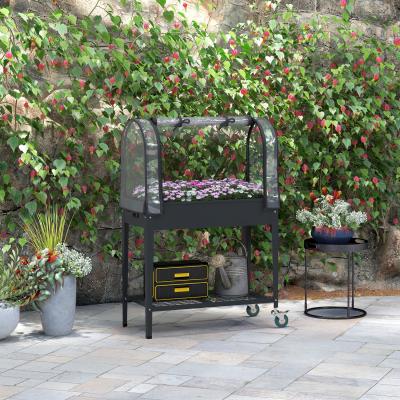 The Range Outsunny Mobile Raised Garden Bed - Dark Grey