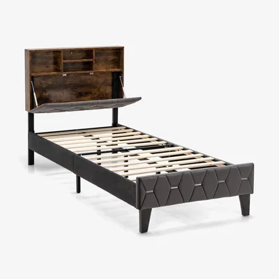 The Range Upholstered Platform Bed  - Grey