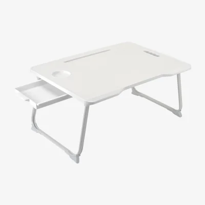 The Range Foldable Laptop Bed Table with Drawer - Ivory White