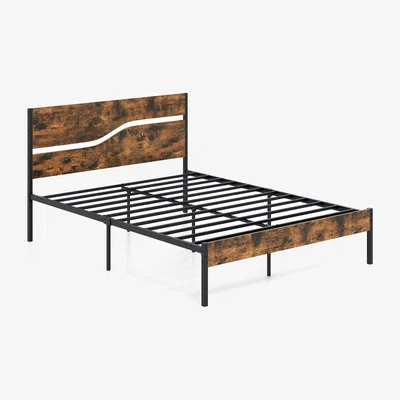 The Range Industrial Platform Bed Frame - Brown / 209cm