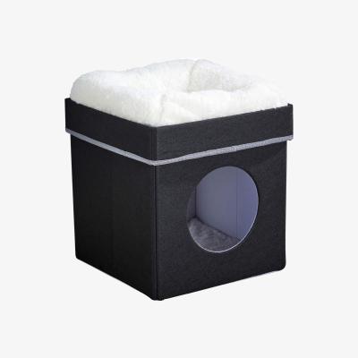 The Range Folding Square Cat Bed House - Black