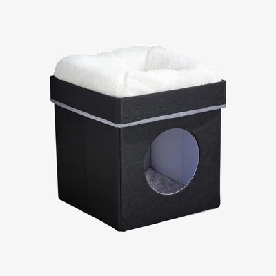 The Range Folding Square Cat Bed House - Black