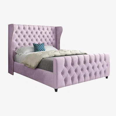 The Range Dozer Straight Curved Top Soft Velvet Upholstered Bed Frame - Pink / Small Single