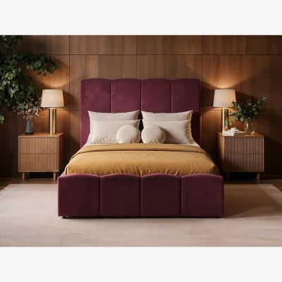 The Range Enrica Upholstered Panel Bed Frame Burgundy King - Burgundy