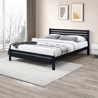 The Range Declan Solid Wood Bed Frame - Dark Grey / King