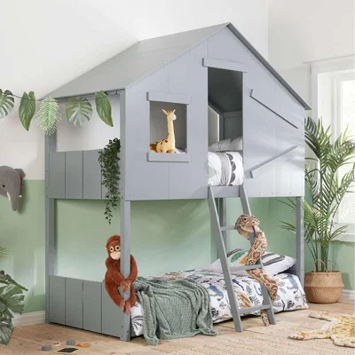 The Range Solid Pine Bunk Beds Birlea Safari 3FT Single Bed Wood Frame - Grey