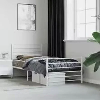 The Range Single Metal Bed Frame with Footboard - White / 207cm