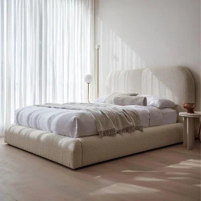 The Range Quincy Boucle Upholstered Bed Frame - Boucle Fabric - Saffron / Single