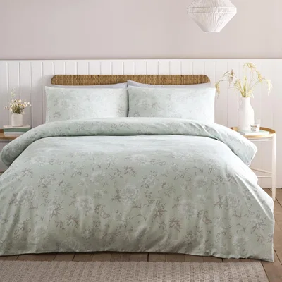 The Range Mia Duck-Egg Green Bed Duvet Cover and Pillowcase Set - Duck-Egg  / Single