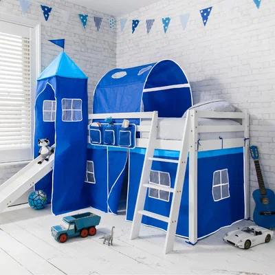 The Range Moro Cabin Bed with Slide in White and Blue Package - White / Brilliant Blue Package