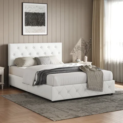 The Range Yaheetech Faux Leather Upholstered Bed Frame with Storage