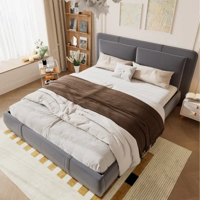 The Range Hydraulic Double Bed with Storage Function - Grey