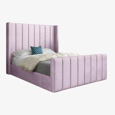 The Range Maryland Soft Velvet Upholstered Straight Winged Bed Frame - Pink / Double