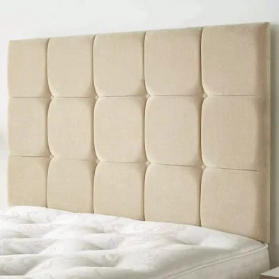 The Range Urban Textures Luxury 20" High Linen Upholstered Cubed Design Bed Headboard - Sand