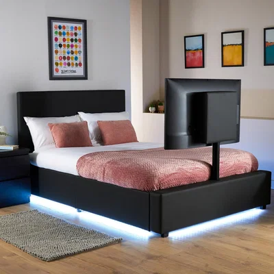 The Range Ava Upholstered TV Bed - Black / Small Double