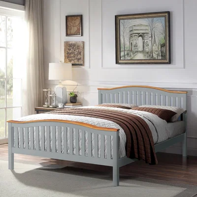 The Range 3ft 4ft6 5ft Solid Wooden Curved Bed Frame in Grey or White - Grey / 35kg