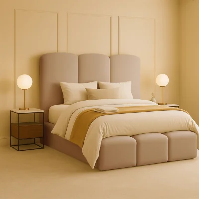 The Range Luxury Rivas Modern Upholstered Bed Frame - Orange / Single