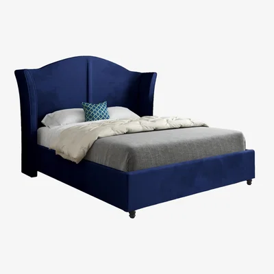 The Range Winchester Curved Velvet Upholstered Bed Frame - Blue / Small Single