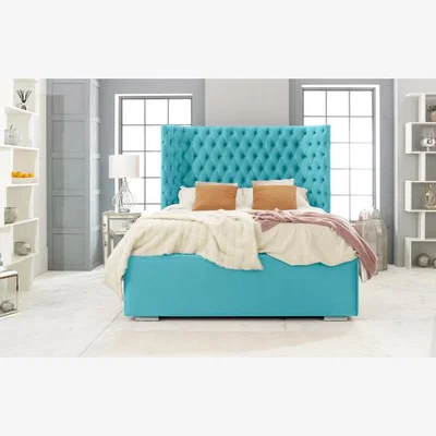 The Range Philly Plush 4 inch solid thick Bed Frame with Thick Winged Headboard - Teal / Single