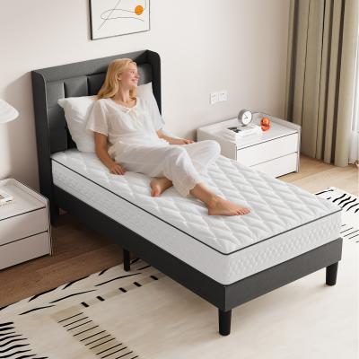 The Range Bed Frame with Adjustable Linen Headboard Charging Station - Dark grey / Single