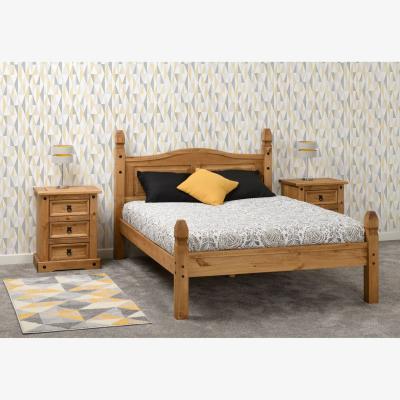 The Range Corona 4'6 Low End Bed - Distressed Waxed Pine