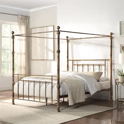 The Range Welwyn 4 Poster Vintage Victorian Antique Brass Metal Bed Frame - Brass