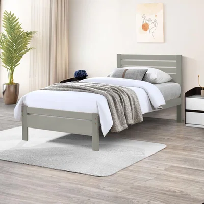 The Range Declan Solid Wood Bed Frame - Light Grey / Single