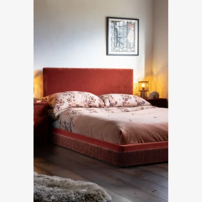 Rockett St George Tassel Bed in Burnt Sienna Needlecord Velvet - Available in 3 Sizes