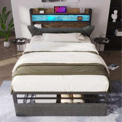 The Range Upholstered Single Bed with LED Lighting - Grey