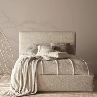 The Range Pierre Boucle Upholstered Bed Frame - Boucle Fabric - Pink / Single