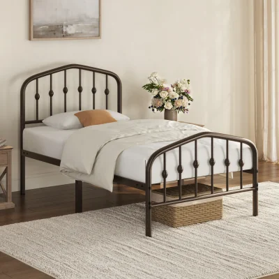 The Range Yaheetech Metal Bed Frame with Arched Headboard - Bronze / Single
