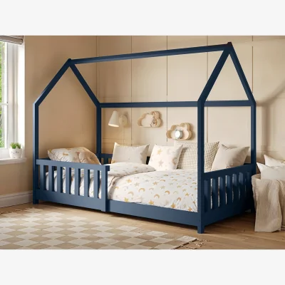 The Range Explorer Single Play House Floor Bed with Rails Wooden - Navy