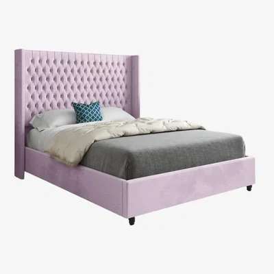 The Range Serenova Soft Velvet Upholstered Straight Winged Bed Frame - Pink / King