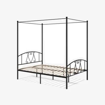 The Range 4-Poster Metal Canopy Bed Frame - Black
