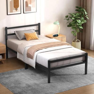The Range Single Bed Frame with Headboard Metal - Black / 96cm