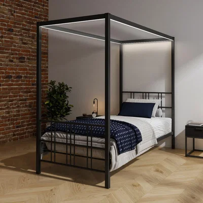 The Range XR Living Fern Four Poster Bed with LED Lighting - Black