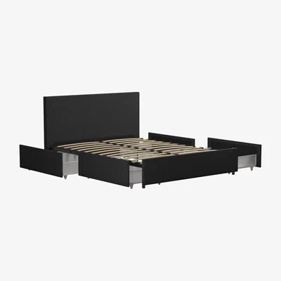 The Range NG Kelly Bed With Storage - Double - Dark Grey