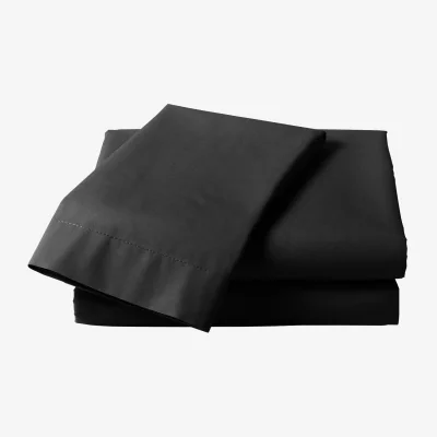 The Range Percale Deep Double Bed Flat Sheet - Black