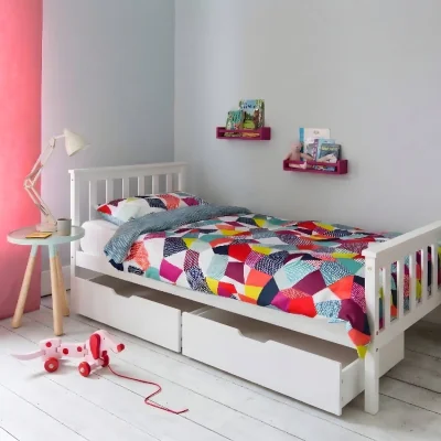 The Range Dorset Single Bed Frame with Joli Underbed Pull Out Storage Drawers Pair - White