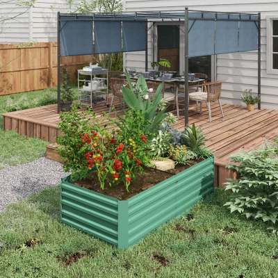 The Range Outsunny Galvanised Raised Garden Bed Planter - GREEN