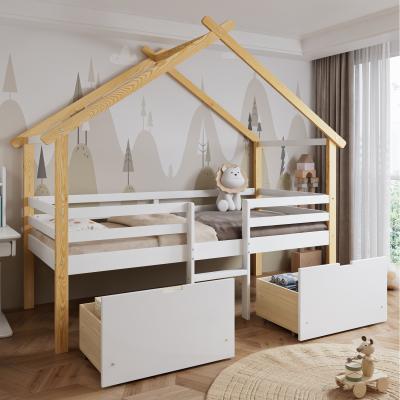 The Range Wooden Single Bed with Safety Guard Rail - White