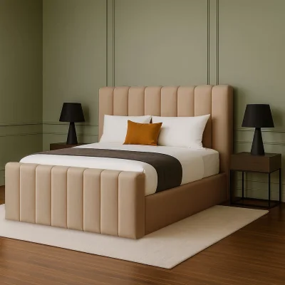 The Range Plush Velvet Selena Premium Upholstered Bed Frame - Orange