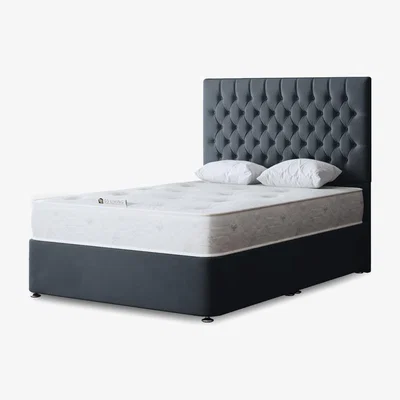 The Range Seraphine Chesterfield Divan Bed with Headboard - Steel / Small double