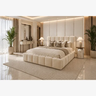The Range Luxury Marshmallow Bed Frame with Matching Headboard
