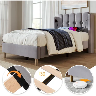 The Range Wooden Slatted Bed Frame - Grey / Single