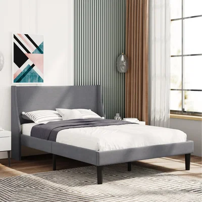 The Range Double Wingback Bed - Grey