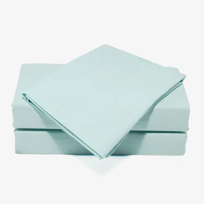 The Range Percale Pastel Double Bed Fitted Sheet - Duck Egg