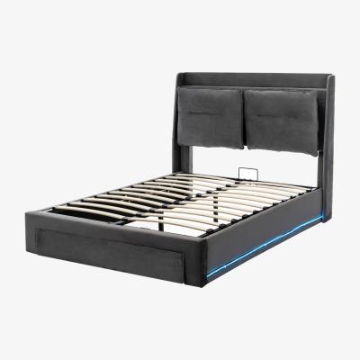The Range King Size Bed with Drawer and LED - Dark Grey