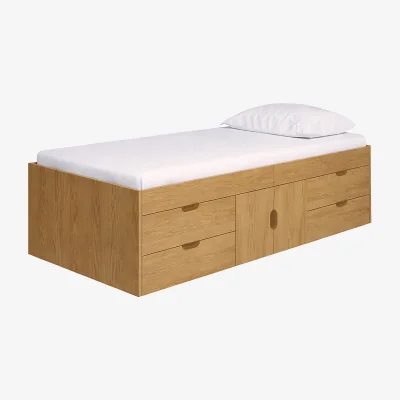 The Range Multi Drawer Single 3ft Cabin Bed Frame, Oak Effect - Brown