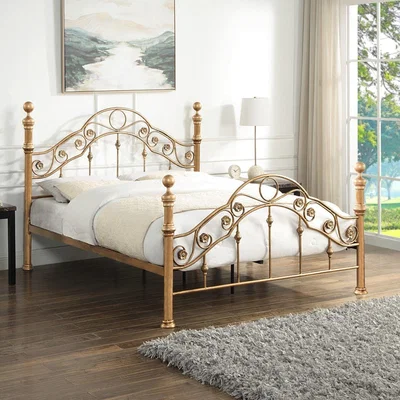 The Range Kensington Antique Brass Effect Metal Bed Frame - Antique Brass / Double